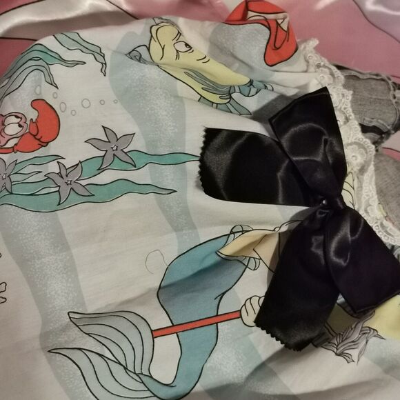 Size Women Extra Small Disney Denim Scarf Top Glamorous Jane Ariel Mermaid Gyaru - Picture 7 of 16